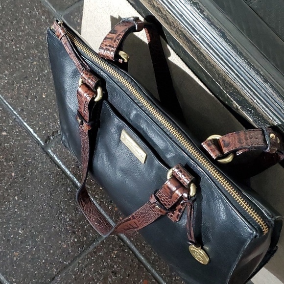 BRAHMIN BLACK  BROWN PURSE CLASSIC SHOULDER BAG - Picture 9 of 13